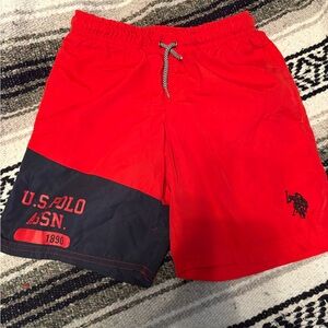 U.S. Polo Assn. Red and Black Men's Swim Shorts